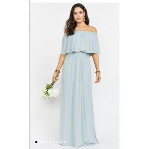 Show Me Your MuMu Hacienda Maxi Dress Size S‎ Silver Sage Crisp Off Shoulder